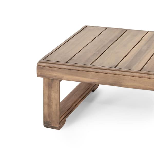 Brown 38.5 in. Rectangular Acacia Wood All-Weather Outdoor Side