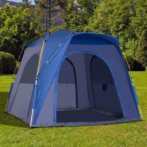 Outsunny 3-Season 5-Person Automatic Hydraulic Pop Up Camping Tent in Blue  A20-054GY - The Home Depot