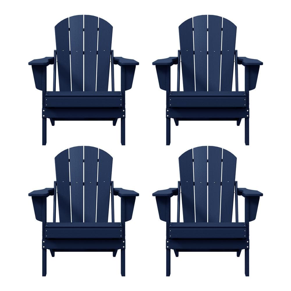 Laguna 4-Pack Fade Resistant Outdoor Patio HDPE Poly Plastic Classic Folding Adirondack Chairs in Navy Blue price history on PriceWatchPro
