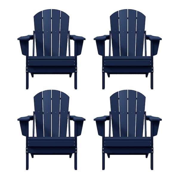 WESTIN OUTDOOR Laguna 4-Pack Fade Resistant Outdoor Patio HDPE Poly Plastic Classic Folding Adirondack Chairs in Navy Blue