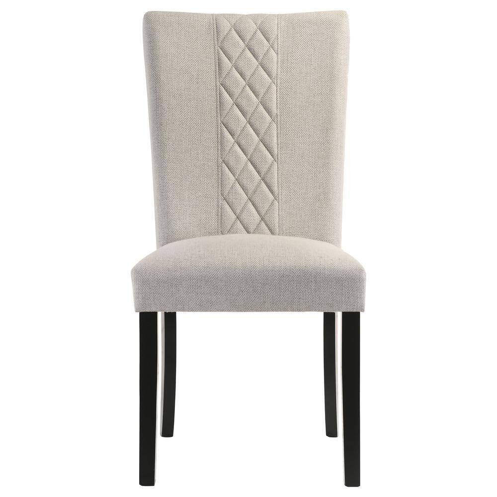 Beige Upholstered Side Chair with Black Legs