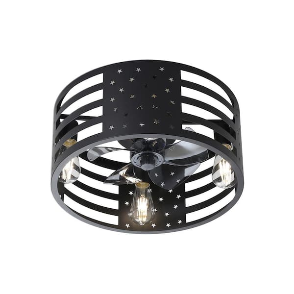 Yardreeze 18 in. Indoor Black American Style Ceiling Fan Chandeliers with Remote Control, 6 Gear Wind Speed Fan Light