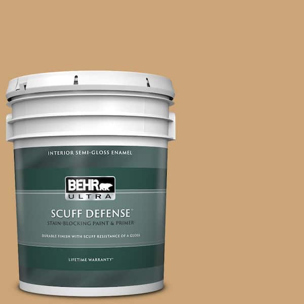 BEHR ULTRA 5 gal. #BIC-30 Corkboard color Extra Durable Semi-Gloss Enamel Interior Paint & Primer