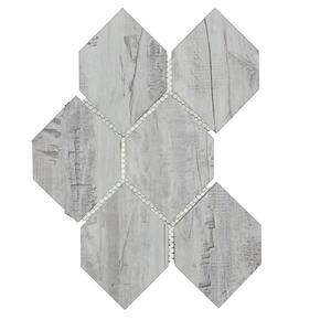 Handmade Décor Birchwood Gray Wood Look Honeycomb 3.5 in. x 5.125 in. Matte Glass Mosaic Tile (0.52 Sq. ft.)