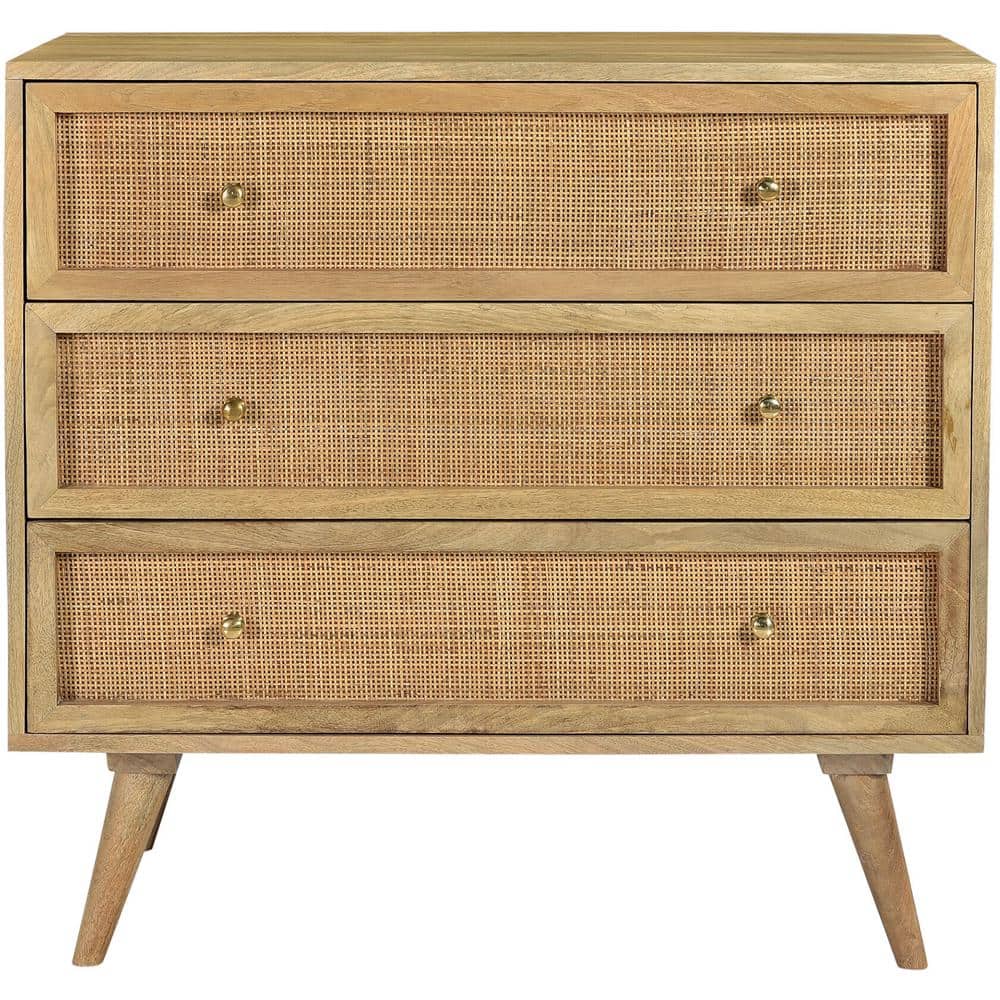 Cambridge Parkview Natural 3-Drawer Mango Wood Chest 33.5 in. W x 18 in. D  x 31.5 in. H 988010-NAT - The Home Depot