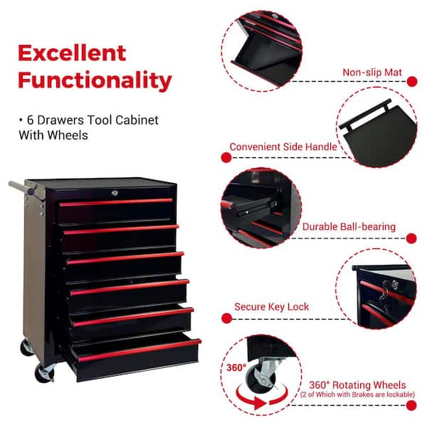 rolloチェスト 6-Drawer Rolling Tool Chest 20.8 in. W x 13 in. D x 28.9 in. H