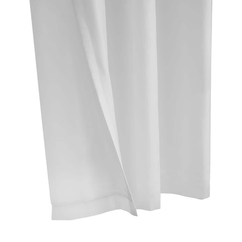 White Polyester Light-Filtering Grommet Curtain Panel with Lace Detail