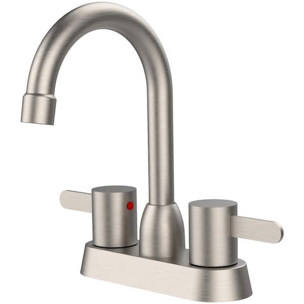 waterpar 4 in. Centerset 2-Handle Bathroom Faucet with 360° Swivel Spout in Brushed Nickel