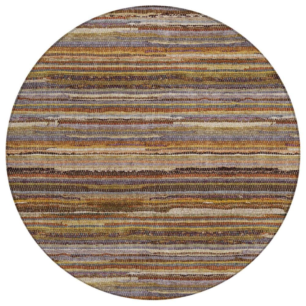 Chantille Machine Washable Indoor/Outdoor Abstract ACN2717 Paprika 8 ft. x 8 ft. Round Rug price history on PriceWatchPro