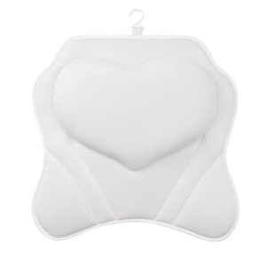 Bathtub Pillow with Air Mesh Fabric and 6 Non-Slip Suction Cups, Bath Pillows Tub, Head, Neck and Back Support in White