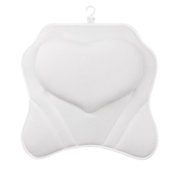 Adrinfly Bathtub Pillow with Air Mesh Fabric and 6 Non-Slip Suction Cups, Bath Pillows Tub, Head, Neck and Back Support in White