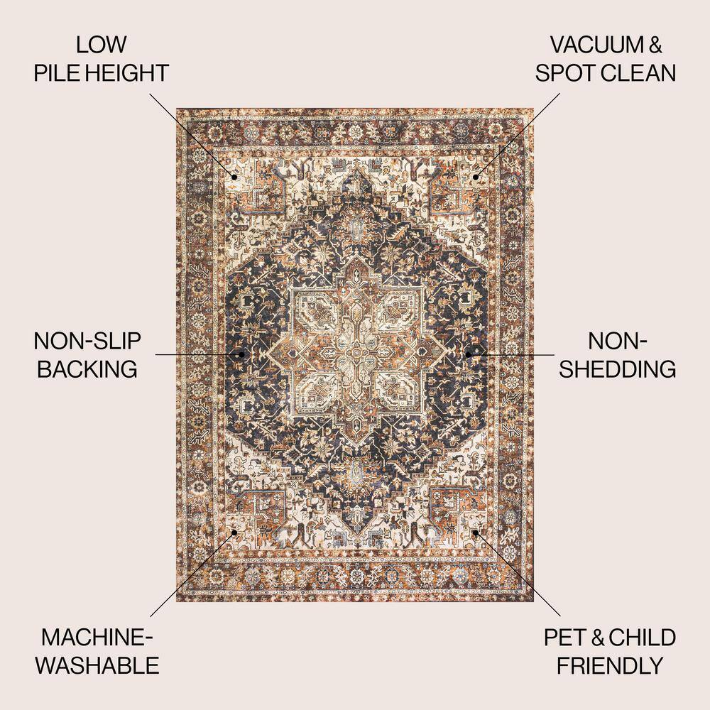 Chapell Chenille Black and Terra Medallion 8' x 10' Area Rug