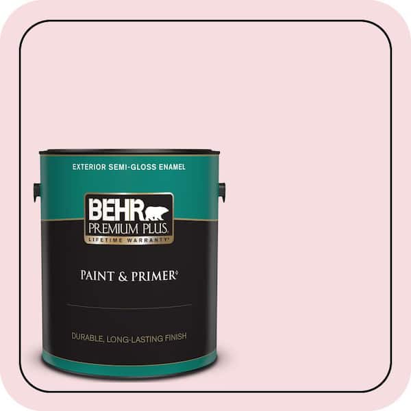 BEHR PREMIUM PLUS 1 gal. #120A-2 Delicate Rose Semi-Gloss Enamel Exterior Paint & Primer