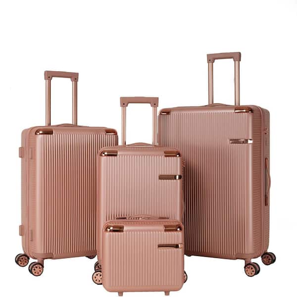 LIVACA 4-Piece Rose Gold ABS Plastic Hardside 360° Spinner