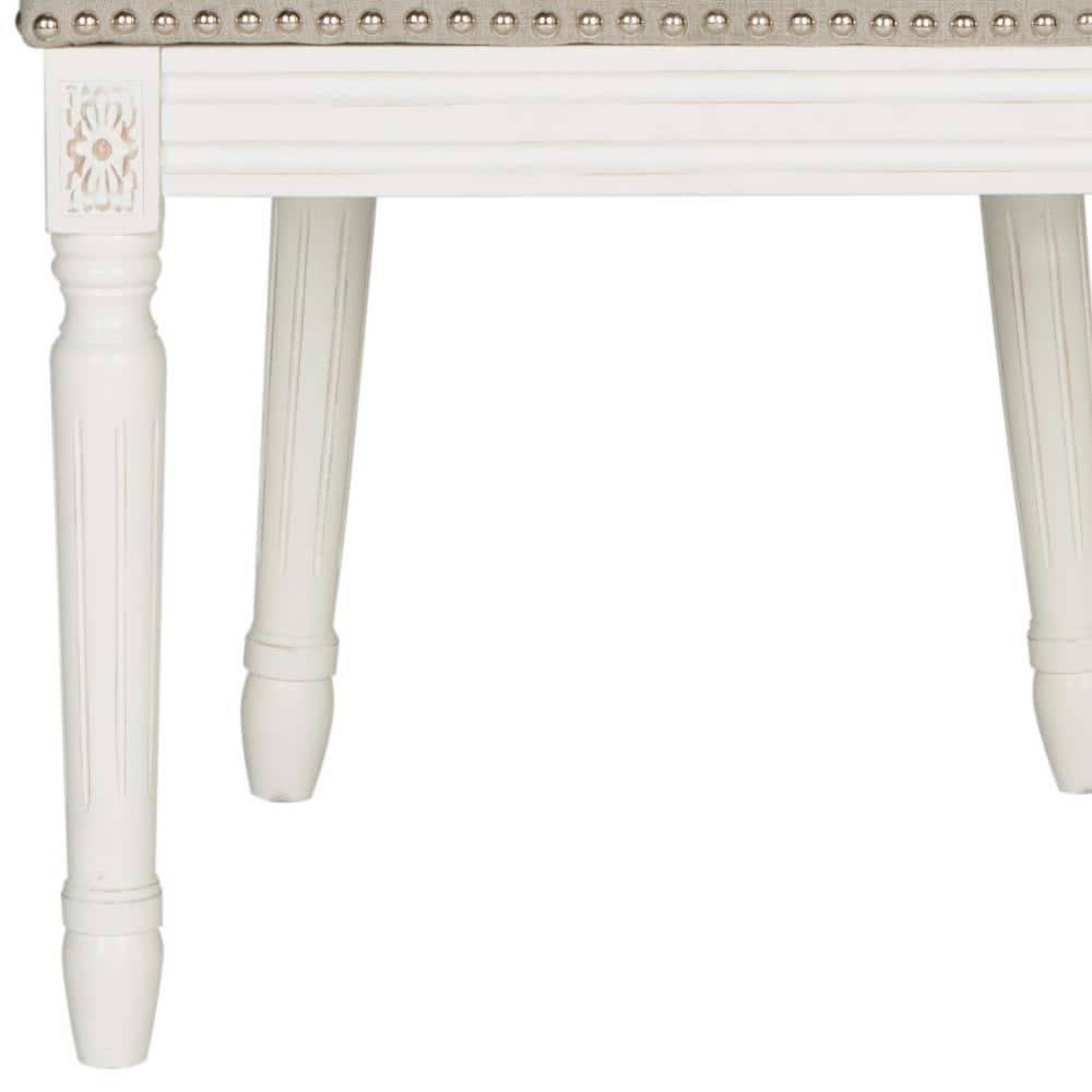 Provencal Elegance High-Back Linen Side Chair in Gray & White
