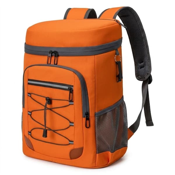 Portable Insulated Cooler Picnic Backpack Orange, 36 Cans Leak Proof Waterproof Cooler Bag Camping Hiking Picnic