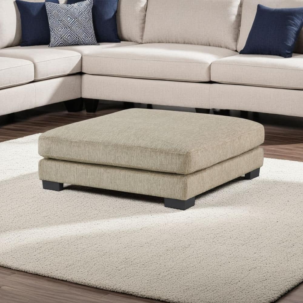 Liny Brown and Black Microfiber Square Ottoman