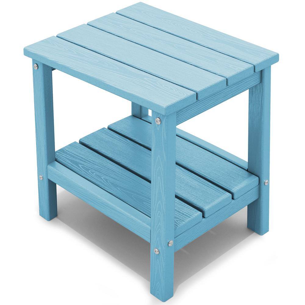 JEAREY Light Blue Rectangle Resin Outdoor Side Table SCCJ-Light Blue ...