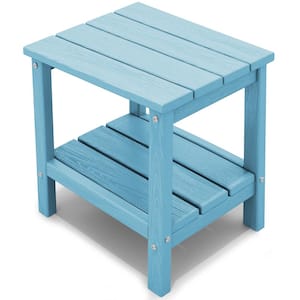 Light Blue Rectangle Resin Outdoor Side Table