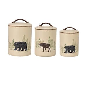 Rustic Retreat 3-Piece Ceramic Canister Set with Matching Airtight Lids