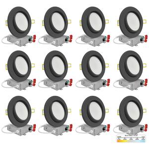 4 in. Canless 2700K-5000K 5 CCT New Construction Integrated LED Recessed Light Kit in Black (12-Pack)