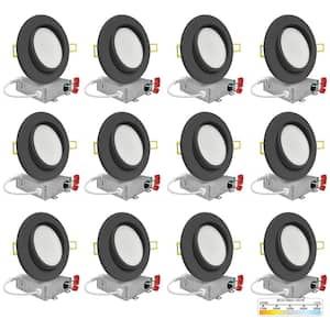 6 in. Canless 2700K-5000K 5 CCT New Construction Integrated LED Recessed Light Kit in Black (12-Pack)