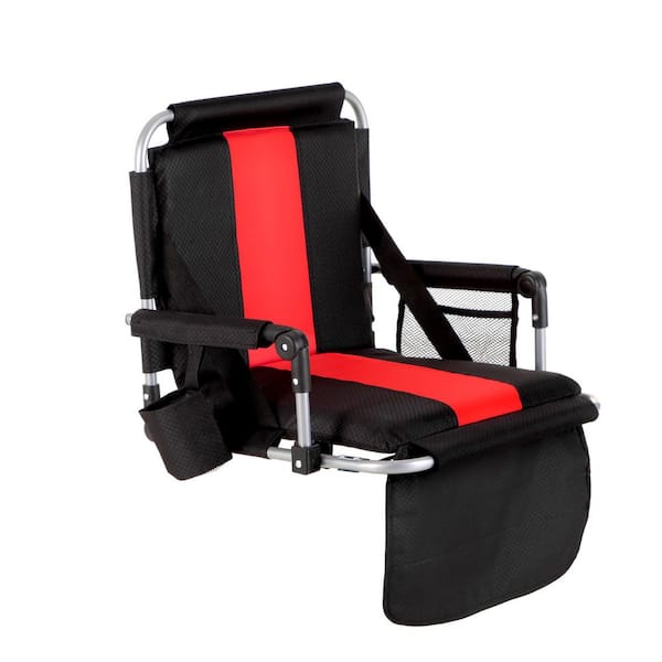 PHI VILLA Portable Stadium Seat Padded Chair with Armrests Black Red