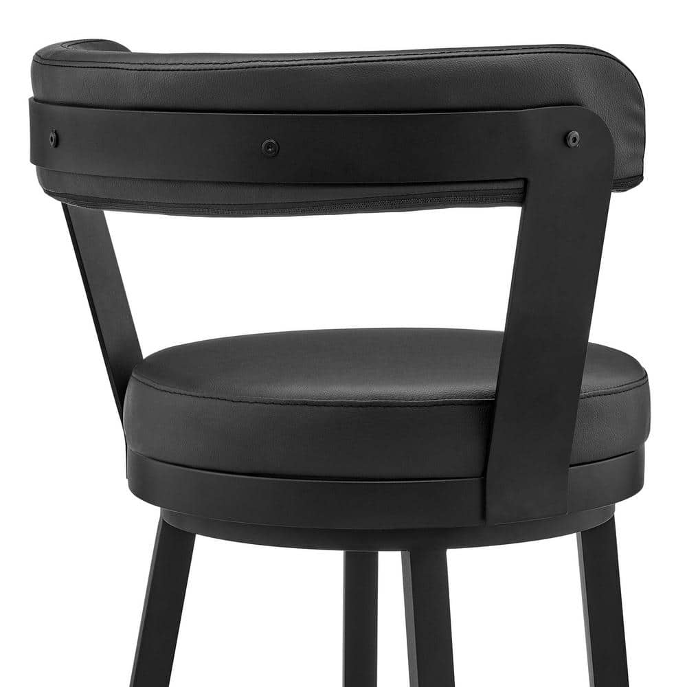 Bryant 26" Black Faux Leather and Metal Swivel Bar Stool