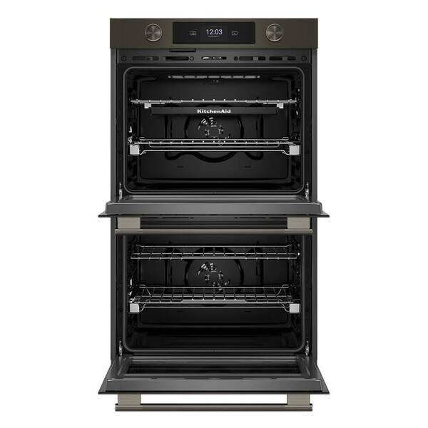 30 in. Smart Double Electric Wall Oven with Intelligent Cooking Camera in Black Ore