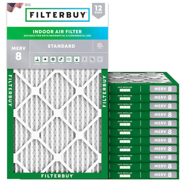 10 in. x 25 in. x 1 in. MERV 8 (FPR 5) Dust Defense Pleated HVAC AC Furnace Air Filters Replacement (12-Pack)