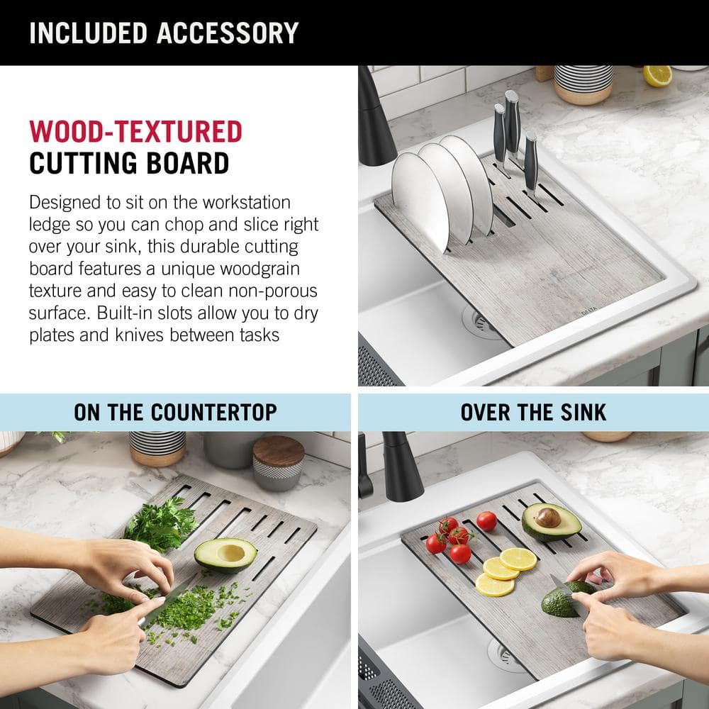 White Granite Composite Single Bowl Workstation Kitchen Sink
