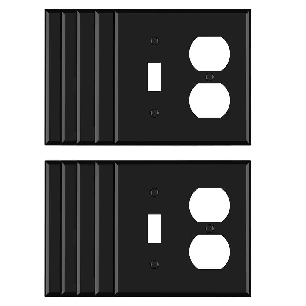 ELEGRP 2 Gang Midsize 1Toggle/1Duplex Wall Plate, Black (10Pack) 3061MBL10 The Home Depot