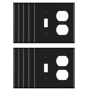 2 Gang Midsize 1-Toggle/1-Duplex Wall Plate, Black (10-Pack)