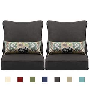 24 in. x 24 in. Outdoor Deep Seating Lounge Chair Cushion in Charcoal (Set of 6) (2 Back 2 Seater 2 Pillow)