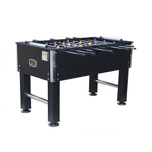 Black Foosball Table Soccer Game Table, Sturdy Football Table with Balls, with Cup Holder & Leg Levelers