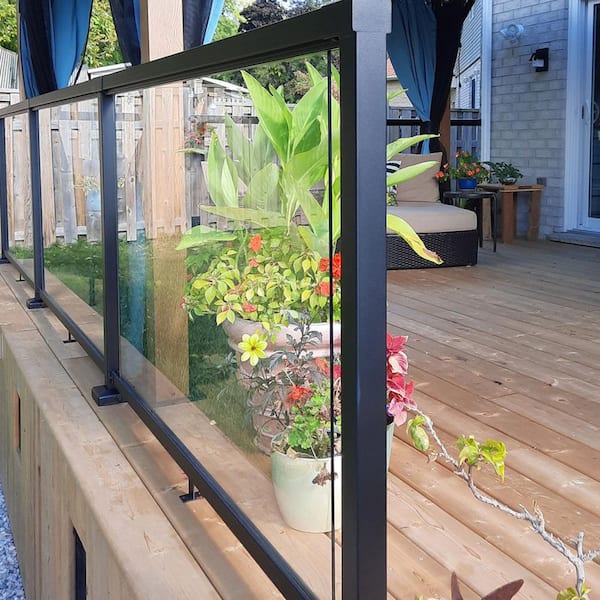 Peak Aluminum Railing 30-7/16 in. H x 39 in. W Clear Aluminum Deck Railing Tempered Glass Panel for 36 in. High System