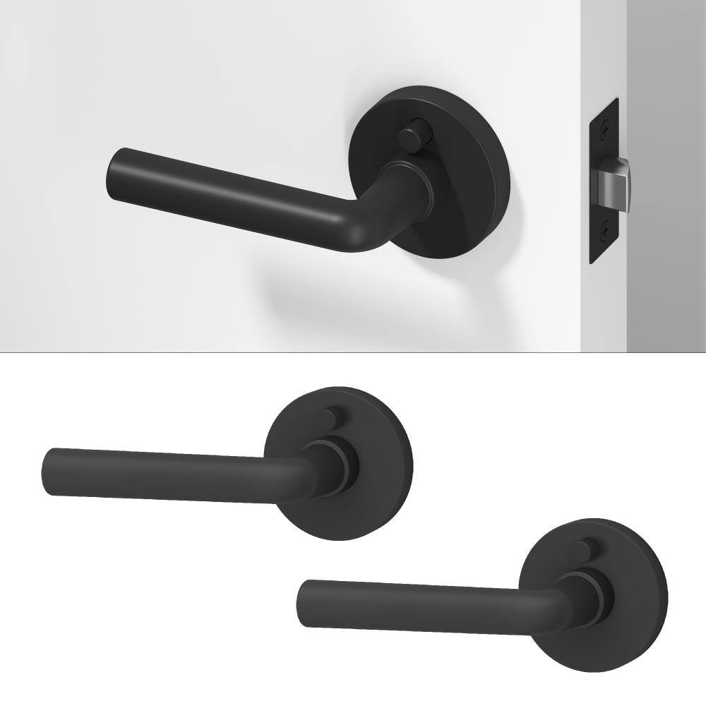 Arc Metal Matte Black Privacy Bed/Bath Round Door Handle with Push Button and Round Rosette 2-Pack price history on PriceWatchPro