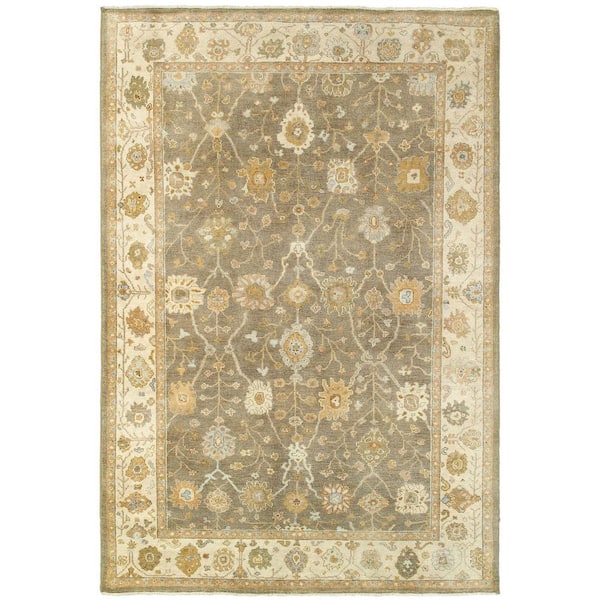 6' X 9' Brown And Beige Wool Oriental Hand Knotted Area Rug
