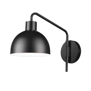 Carter 1-Light Matte Black Plug-In or Hardwire Wall Sconce with 6 ft. Cord