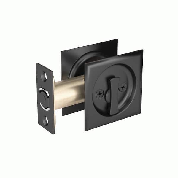 Onward 2-7/16 in. (62 mm) Oil-Rubbed Bronze Square Pocket Door Pull with Privacy Lock