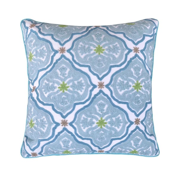 18 Recycled Polyester, Blue And Ivory Pattern Pillow with Polyester Fill -  Decorator's Warehouse
