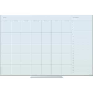 35 in. x 23 in. Floating Frosted White Glass Dry Erase Calendar Memo Board, Frameless