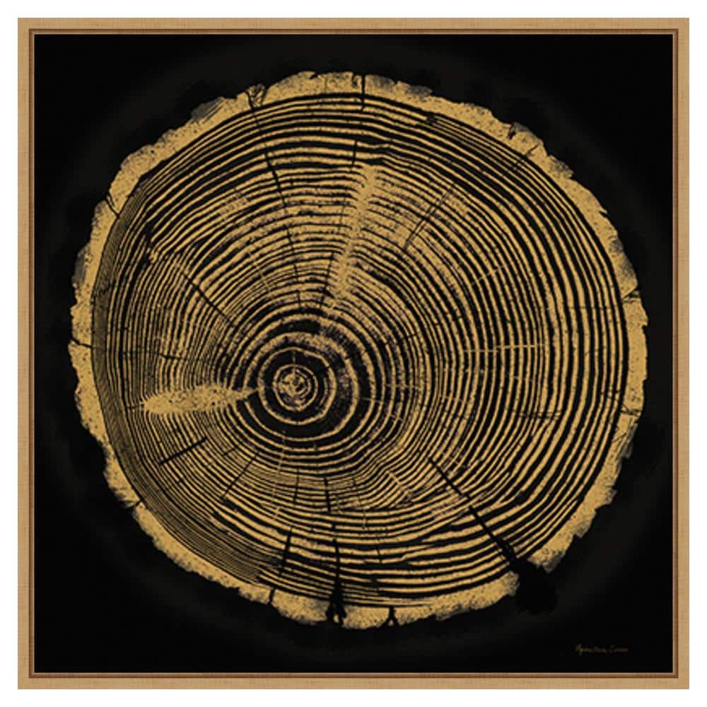 Tree Trunk I Abstract Golden Brown Canvas Wall Art with Maple Frame