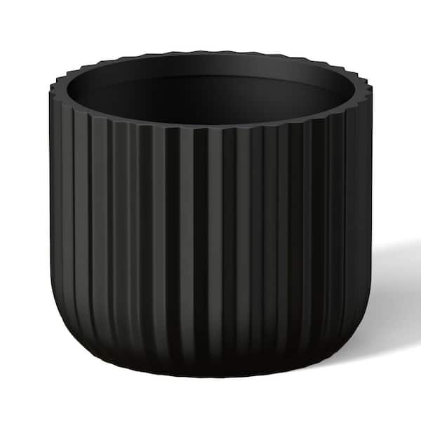 11.5 in. Medium Charcoal Black (Enhanced Interior) Concrete Round Planter / Pot with Drainage Holes