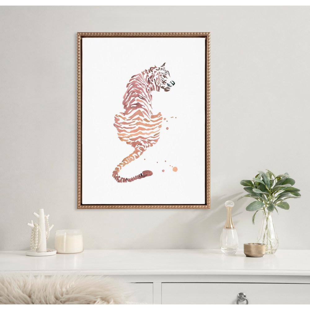 Gold Framed Boho Tiger Canvas Print, 18" x 24"