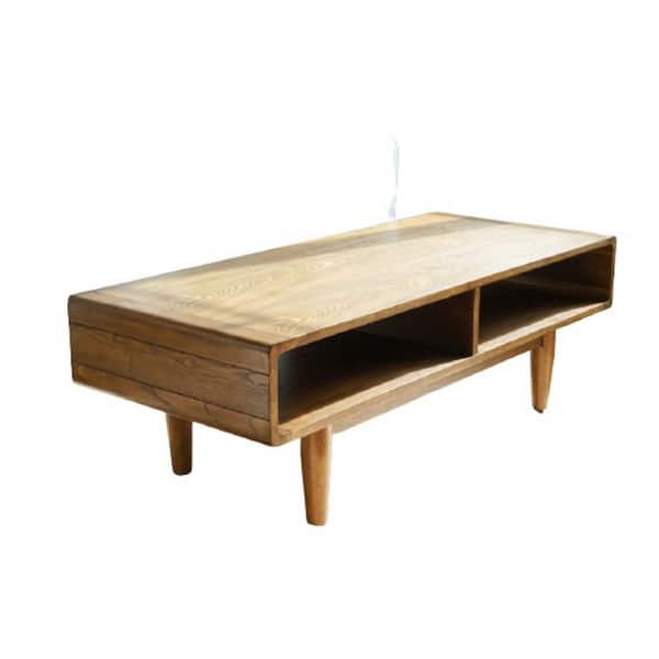 POSH POLLEN Dexter 48 in. Deco Walnut Mid-Century Rectangle Wood Coffee Table