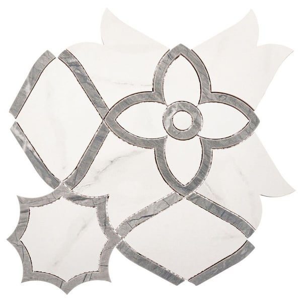 Ciara Path Grey and White 10-in. Marble Look Matte Porcelain Floor Wall and Tile Sample