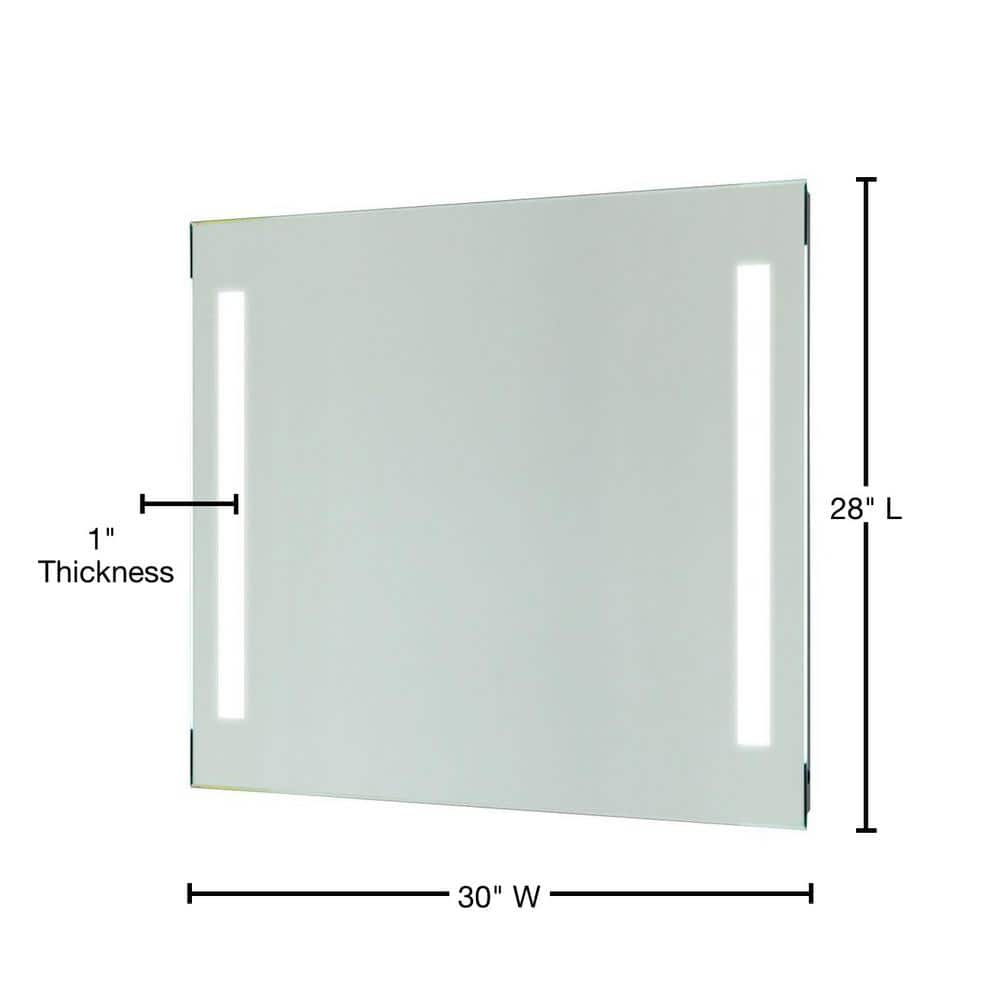 Frameless Rectangular LED Bathroom Vanity Mirror in Clear Glass