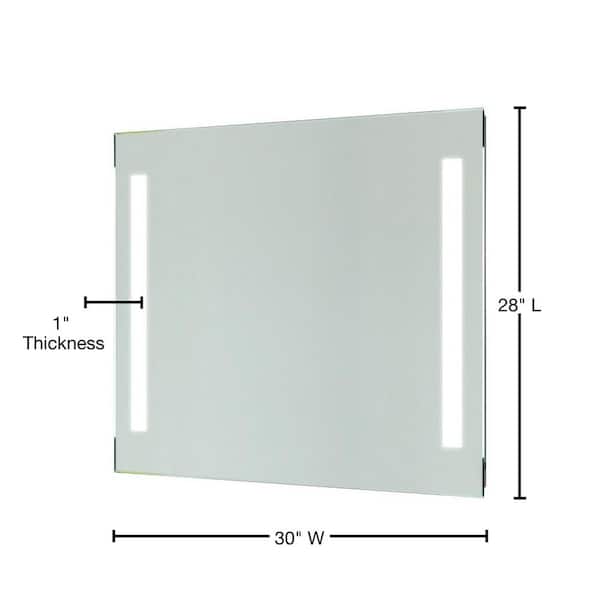 Vanity Art 30 in. W x 28 in. H Frameless Rectangular LED Bathroom Vanity Mirror in Clear VA1-30 - The Home Depot