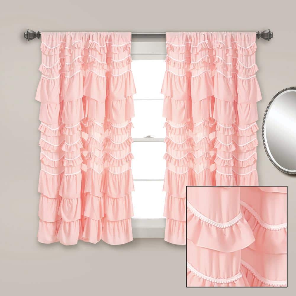 Lush Decor Kemmy Peachy Pink Pompom 52 In W X 63 L Curtain Single Panel 16t007839 The
